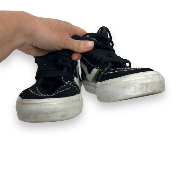 Vans Shoes Mens 4 Womens 5.5 Black Rainbow Stripe High Top Sk8 Reissue Sneakers - Picture 7 of 9